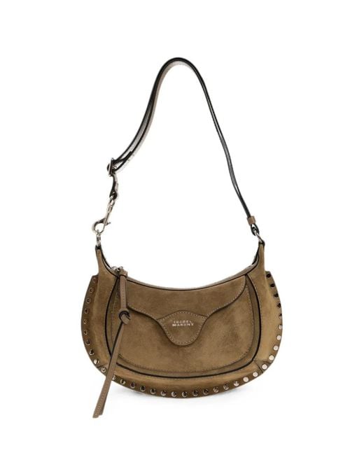 Isabel Marant Metallic Oskan Stud-Embellished Shoulder Bag