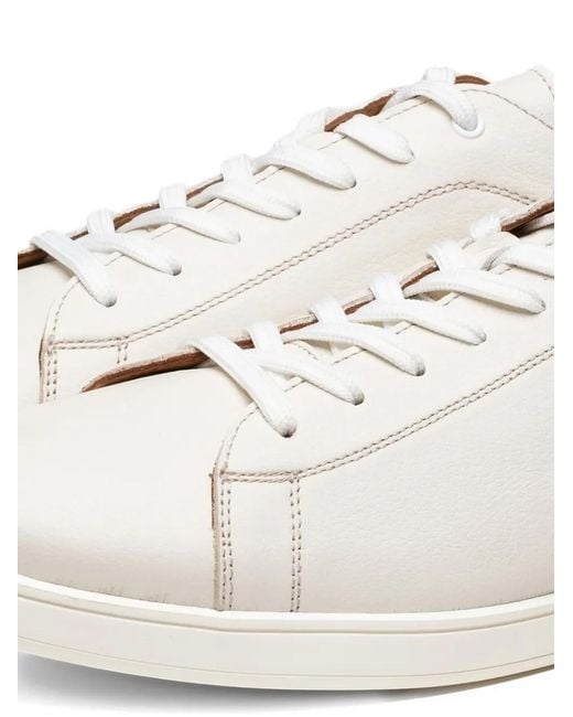Poche Paris White Lace-Up Leather Sneakers for men