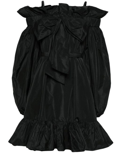 Patou Black Ruffled Cold-shoulder Mini Dress - Women's - Polyester