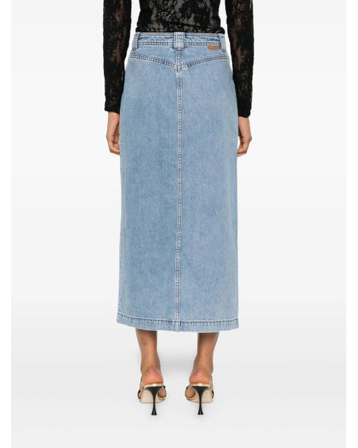 Zimmermann Blue Button-Front Flap-Pocket Skirt