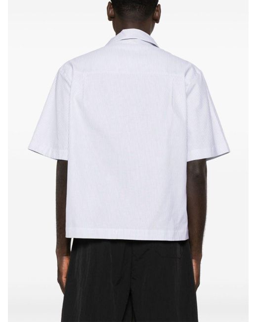 AV VATTEV White Striped Short-sleeve Cotton Shirt for men