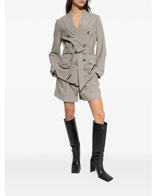 Rag & Bone Gray Double-Breasted Belted Jacket