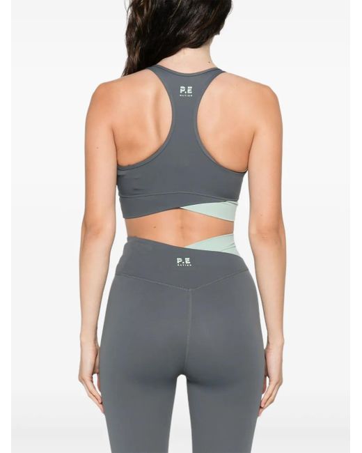 P.E Nation Blue Wander Crossover Sports Bra