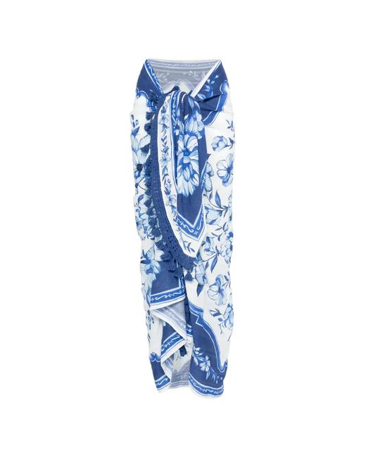 Farm Rio Blue Porcelain Garden Floral-Print Sarong
