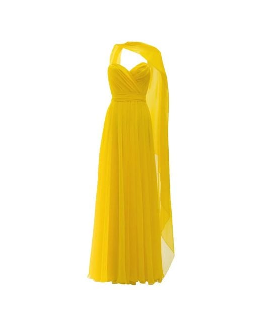 Gemy Maalouf Yellow Cape-Detail Draped Dress