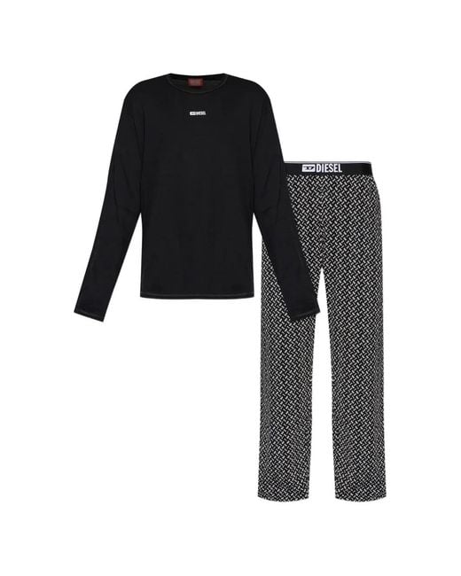 DIESEL Black Logo-Print Pajamas for men