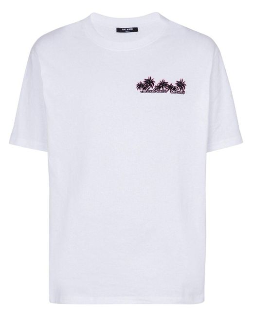 Balmain T-Shirt mit Club-Print in White für Herren