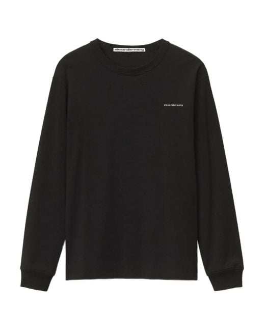 Alexander Wang Black Logo-Embroidered Longsleeve T-Shirt