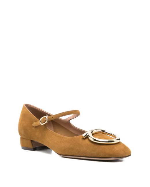 Ferragamo Brown Buckle-Detail Suede Pumps