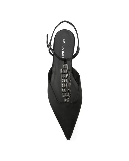 Lella Baldi Black Embellished Flat Pumps