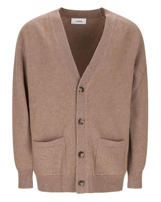 Lardini Brown Buttoned Patch-Pockets Cardigan for men