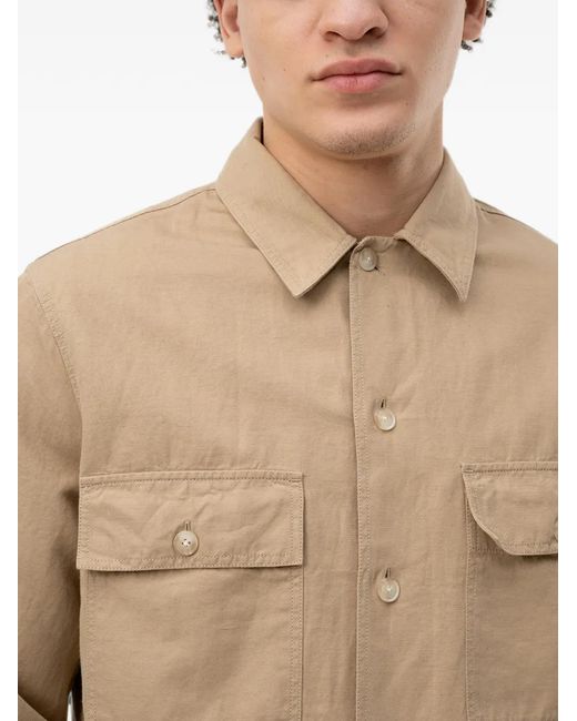 HUGO Natural Button-Up Chest-Pocket Shirt Jacket for men
