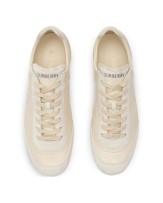 Burberry White Leather Knight Runner Sneakers for men