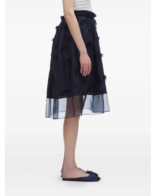 3.1 Phillip Lim Blue Embroidered Layered Midi Skirt
