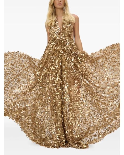 SANA OSMANI Metallic Divina Sequin Maxi Dress