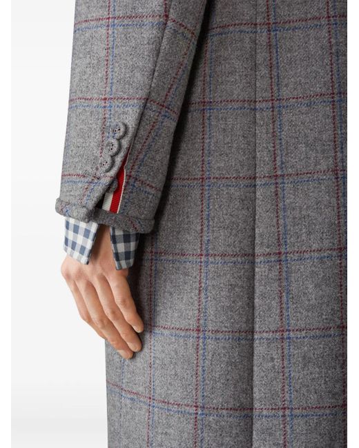 Thom Browne Gray Browne 65 Armband Check Coat for men