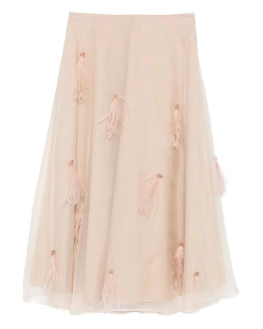 Dorothee Schumacher Natural Feather-Embellished Tulle Skirt