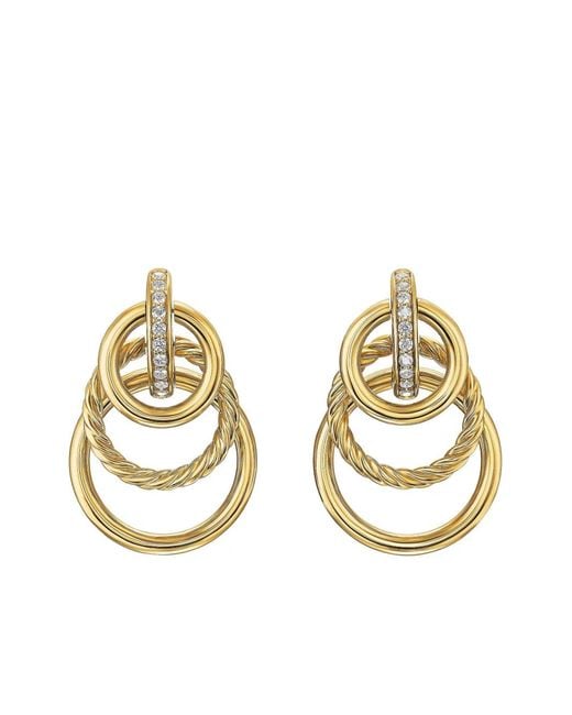 David Yurman Metallic 18K Dy Mercer Diamond Earrings