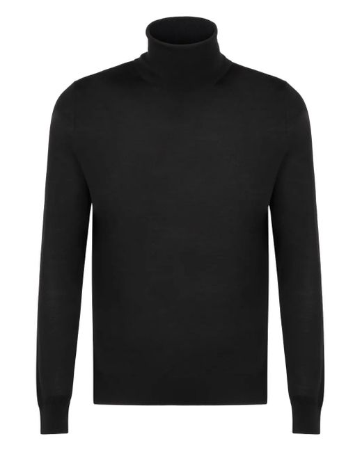 Kiton Black Wool Sweater for men