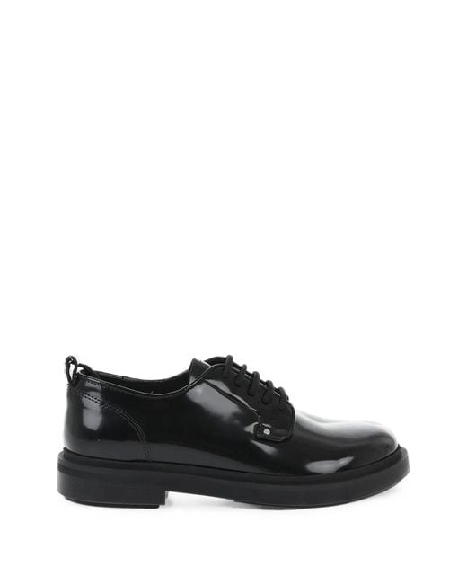 AMI Black Patent-Leather Round-Toe Derby Shoes for men