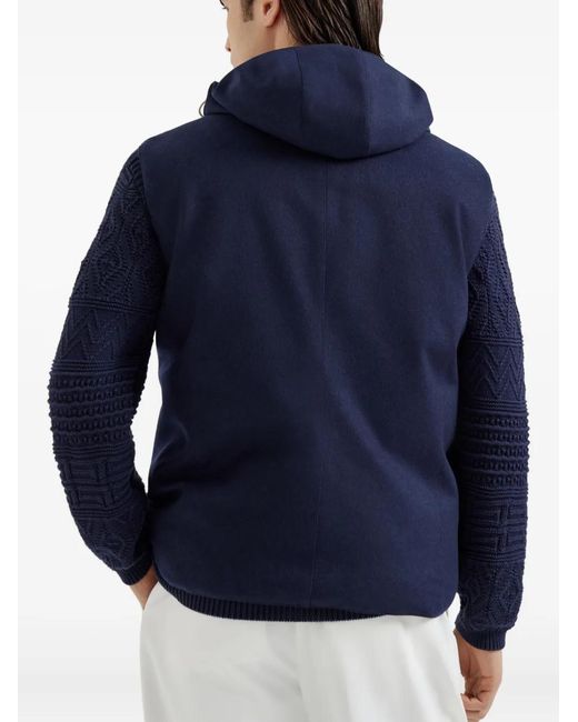 Brunello Cucinelli Blue Hooded Gilet for men