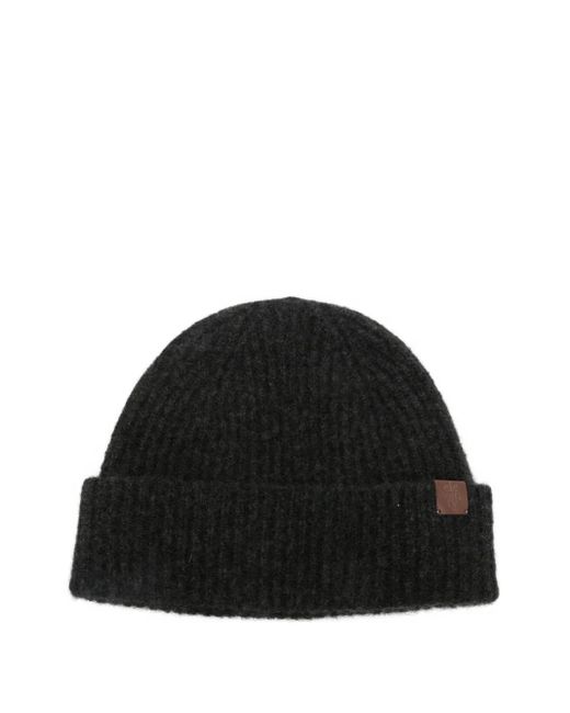 Eleventy Black Ribbed-Knit Beanie Hat for men