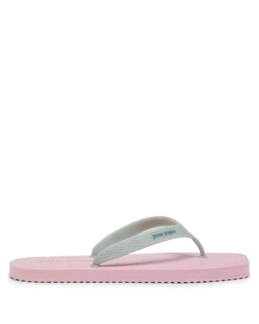 Palm Angels Pink Logo-Print Two-Tone Flip Flops