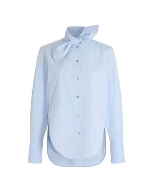 Patou Blue Bow-Collar Blouse