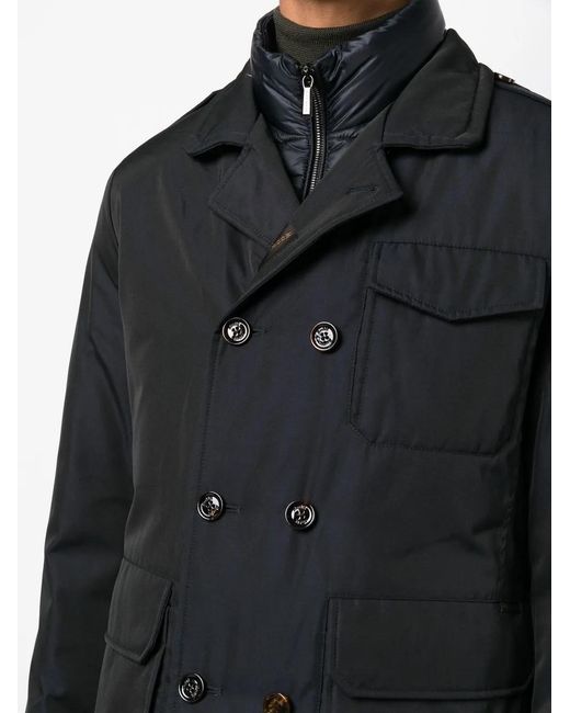 Moorer Black Boeri-Wco Double-Breasted Windbreaker for men