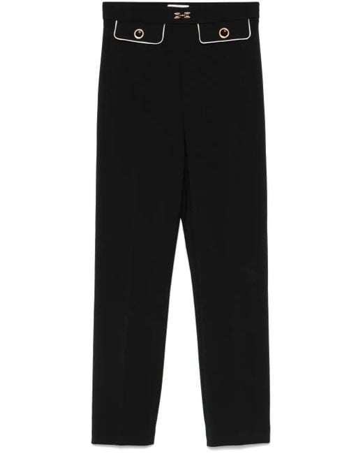 Elisabetta Franchi Black Tailored Trousers With Piped-Trim Detailing