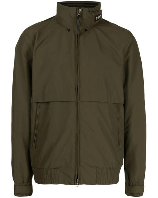 Woolrich Green High-Neck Zip-Up Jacket for men