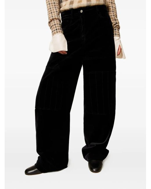 Twinset Black Quilted Velvet Trousers