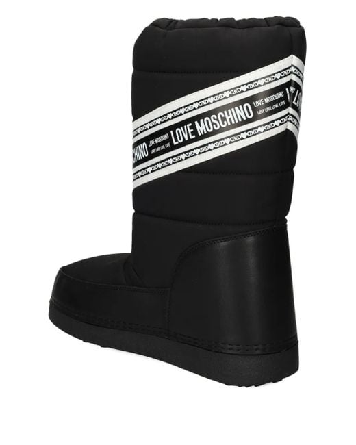 Love Moschino Black Logo-Print Snow Boots