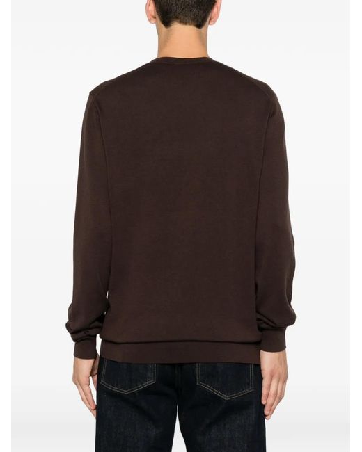 Karl Lagerfeld Brown Logo-Embroidered Waffle-Knit Sweater for men