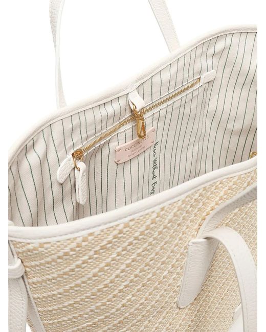 Coccinelle Natural Woven Diagonal-Pattern Tote Bag