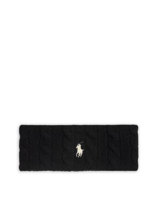 Polo Ralph Lauren Black Cable-Knit Embroidered Head Band