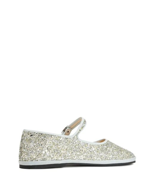 Capulet White Glitter-Embellishment Ballet Flats