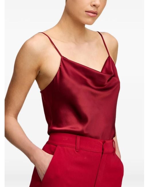 Cinq À Sept Red Marta Cami Cowl-Neck Top