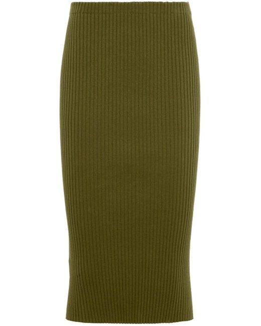 Falda de tubo de canalé Prada de color Green