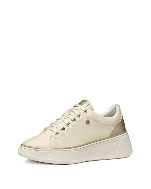 Geox White Sunnetty Lace-Up Platform Sneakers