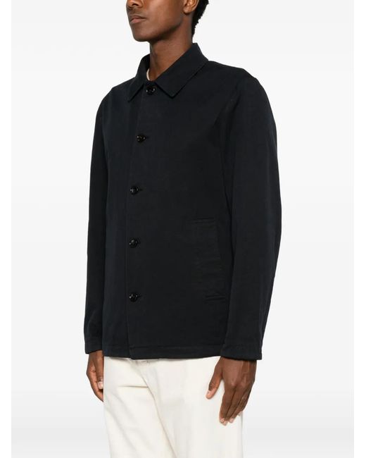 Profuomo Black Button-Up Shirt Jacket for men