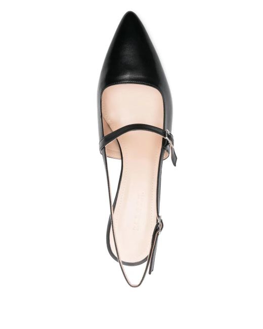 P.A.R.O.S.H. Black 60Mm Leather Slingback Pumps
