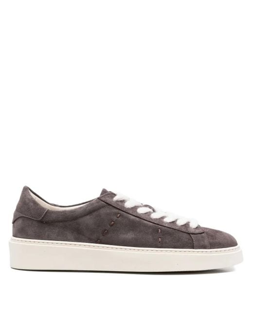 Eleventy Gray Suede Lace-Up Trainers for men