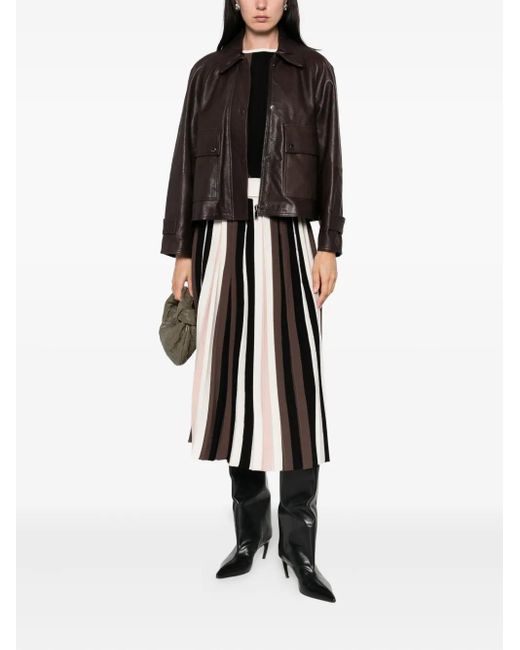 Weekend by Maxmara Brown Flap-Pocket Leather Jacket