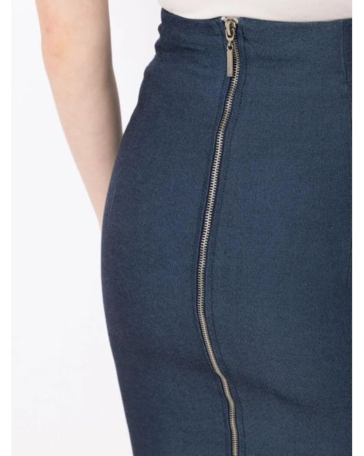 Lethicia Bronstein Blue Elizabeth Pencil Midi Skirt