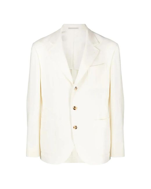 Brunello Cucinelli White Blazer À Simple Boutonnage for men