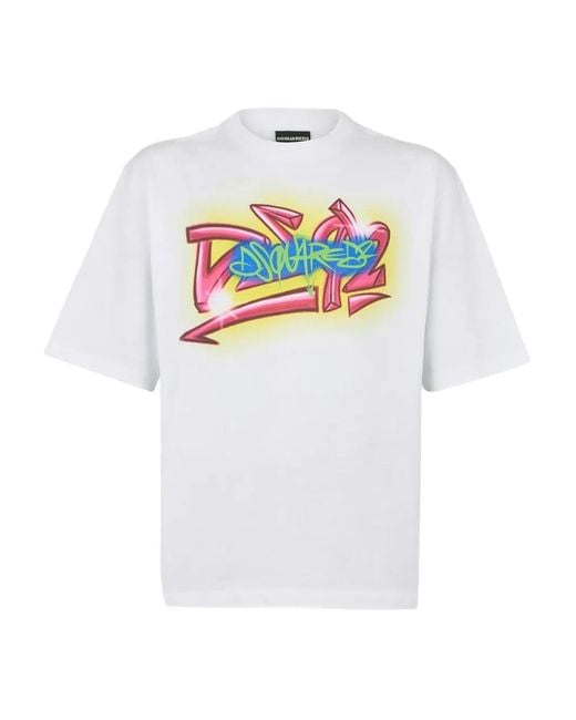 DSquared² White Graphic Print T-Shirt for men