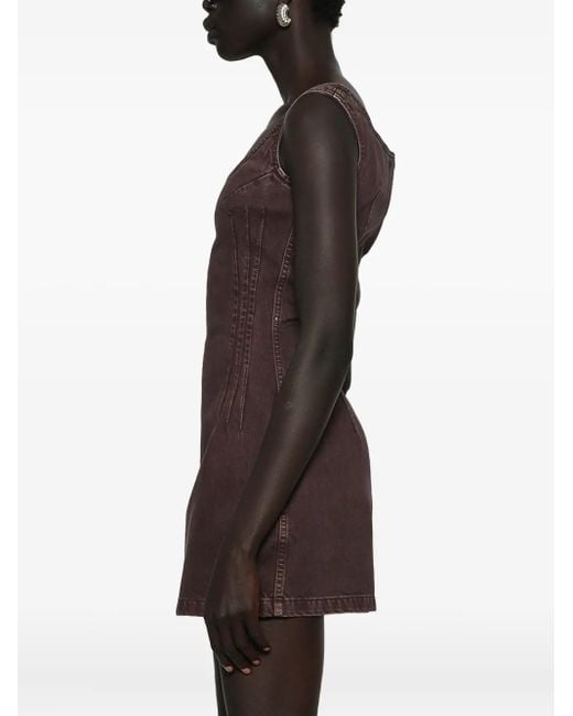 Magda Butrym Brown Square-Neck Denim Mini Dress