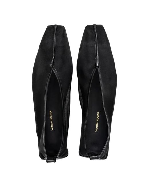 VANDA NOVAK Black Elin Mesh Ballet Flats
