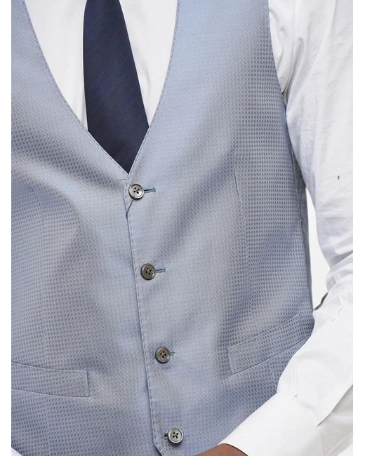 Corneliani Blue Geometric-Pattern Silk Waistcoat for men